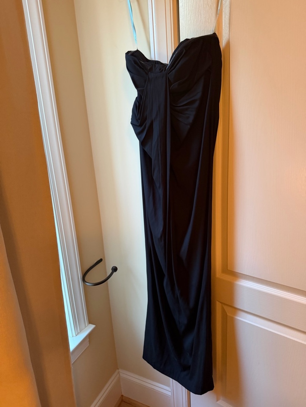 Guess by Marciano Black Strapless Draped Column Gown
